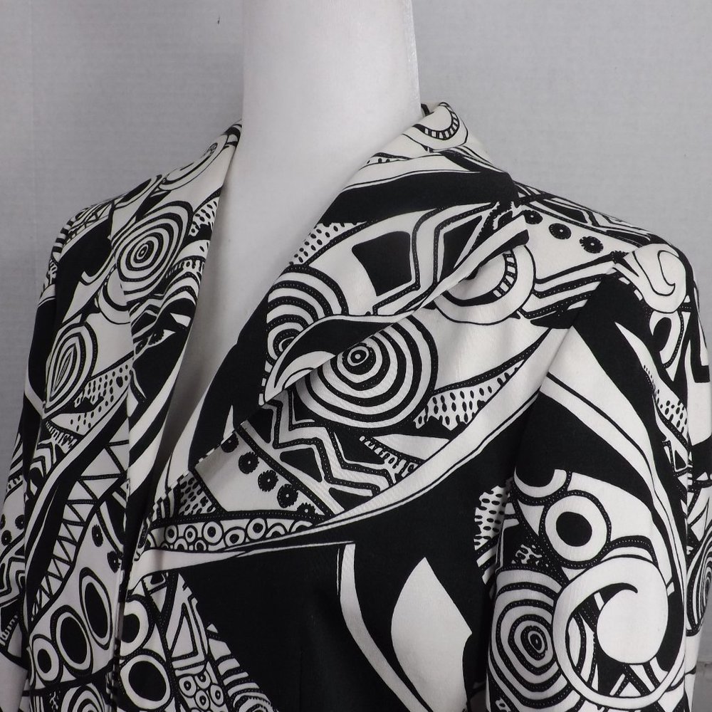 Harve Benard Holztman Petit Black & White Designs Open Cropped Jacket Blazer 10P - Picture 7 of 16